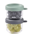 Zestaw pojemników słoiczków szklanych z zamknięciem 2 x 150 ml Mineral, Sage green / Beaba