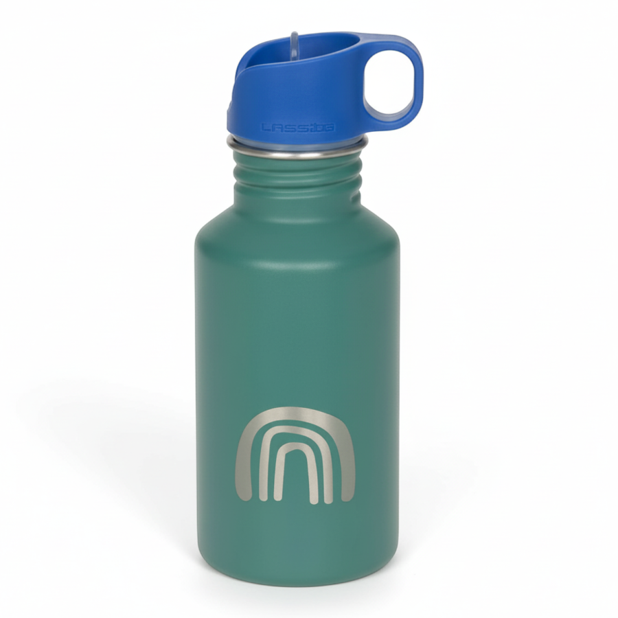 Bidon ze stali nierdzewnej z ustnikiem i uchwytem Little Gang, 500 ml - Rainbow green / Lassig