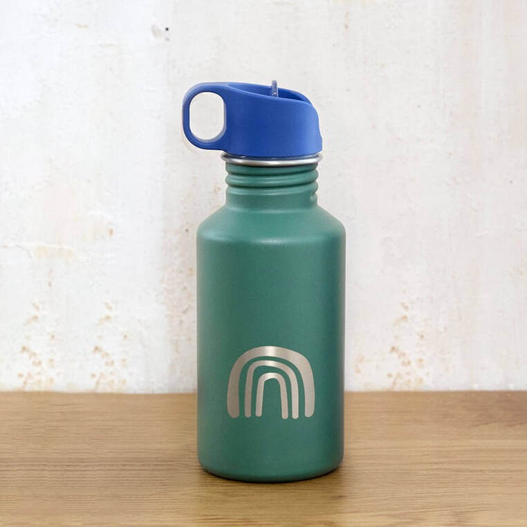 Bidon ze stali nierdzewnej z ustnikiem i uchwytem Little Gang, 500 ml - Rainbow green / Lassig