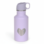 Bidon ze stali nierdzewnej z ustnikiem i uchwytem Little Gang, 500 ml - Heart lilac / Lassig