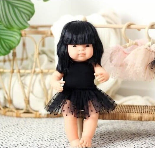 Strój Baletnicy dla lalki Miniland czarny : body + spódniczka tutu 38 cm