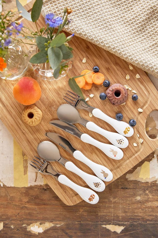 Zestaw sztućców ze stali nierdzewnej Little Mateys - spicy orange / Lassig