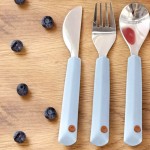 Zestaw sztućców ze stali nierdzewnej Happy Rascals - Smile sky blue / Lassig