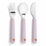 Zestaw sztućców ze stali nierdzewnej Happy Rascals - Heart lavender / Lassig
