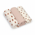 Muślinowy otulacz-kocyk z biobawełny 85x85cm - Little Forest powder pink, 3 szt. / Lassig