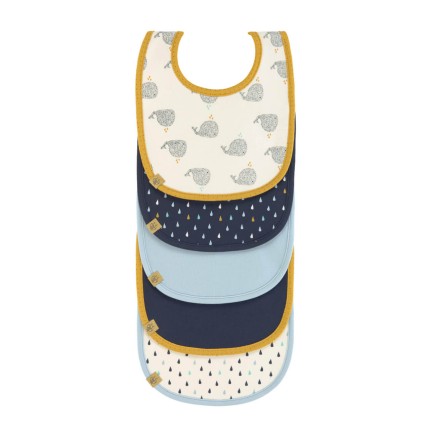 Materiałowe śliniaki Little Water, 5 szt. - Whale / Lassig