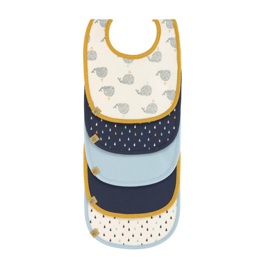 Materiałowe śliniaki Little Water, 5 szt. - Whale / Lassig