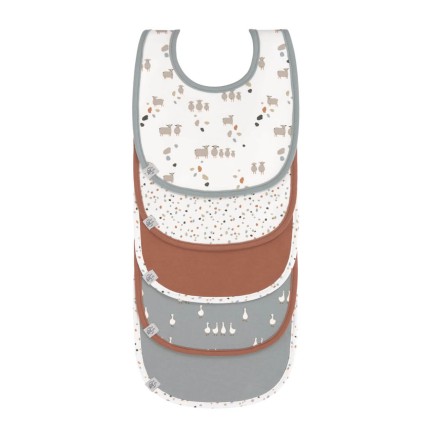 Materiałowe śliniaki Tiny Farmer, 5 szt. - Sheep blue / Lassig