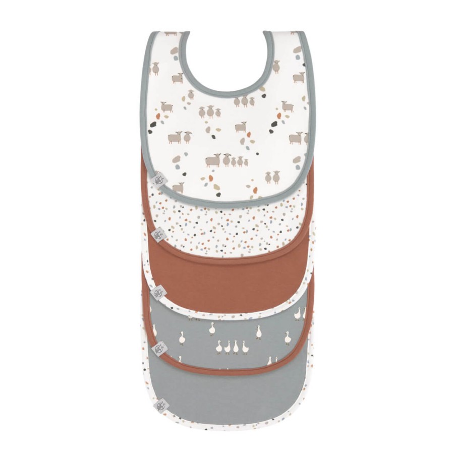 Materiałowe śliniaki Tiny Farmer, 5 szt. - Sheep blue / Lassig