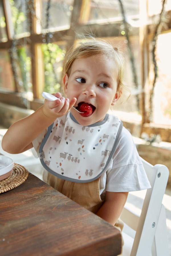 Materiałowe śliniaki Tiny Farmer, 5 szt. - Sheep blue / Lassig