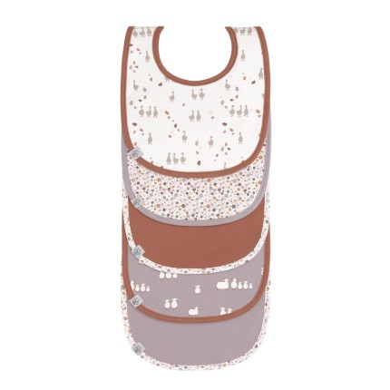 Materiałowe śliniaki Tiny Farmer, 5 szt. - Goose lilac / Lassig