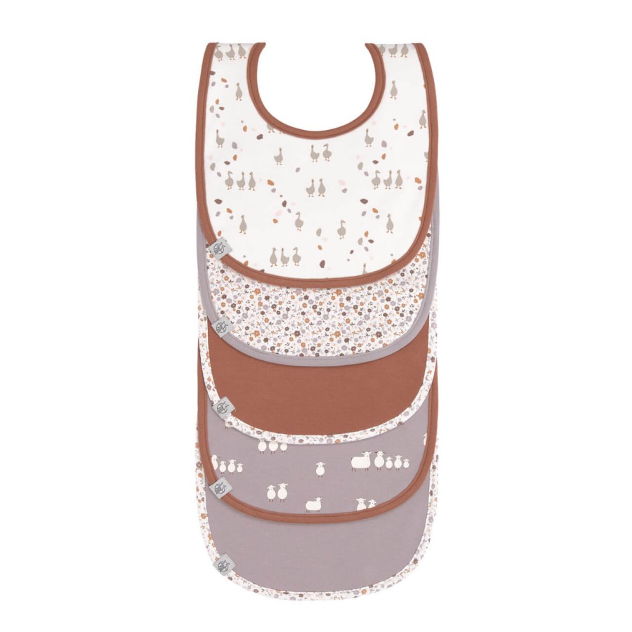 Materiałowe śliniaki Tiny Farmer, 5 szt. - Goose lilac / Lassig