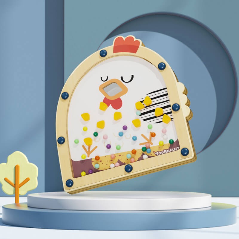 Drewniana gra zręcznościowa Nakarm kurę, 3+ / TOPBRIGHT