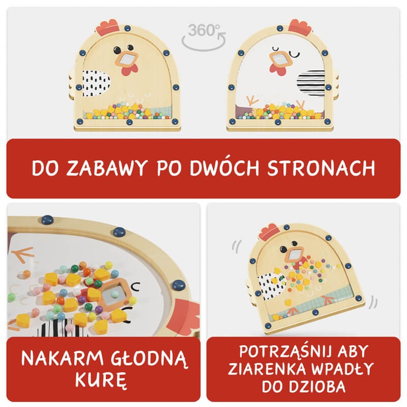 Drewniana gra zręcznościowa Nakarm kurę, 3+ / TOPBRIGHT