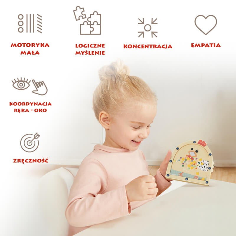 Drewniana gra zręcznościowa Nakarm kurę, 3+ / TOPBRIGHT