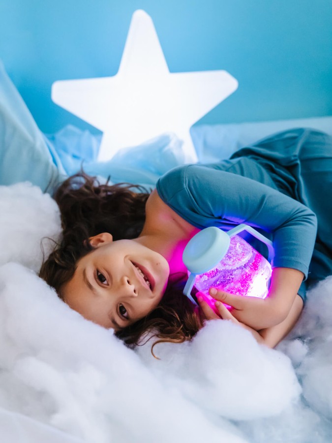 Słoik sensoryczny do napełnienia wodą - błękitny / Glo Pals