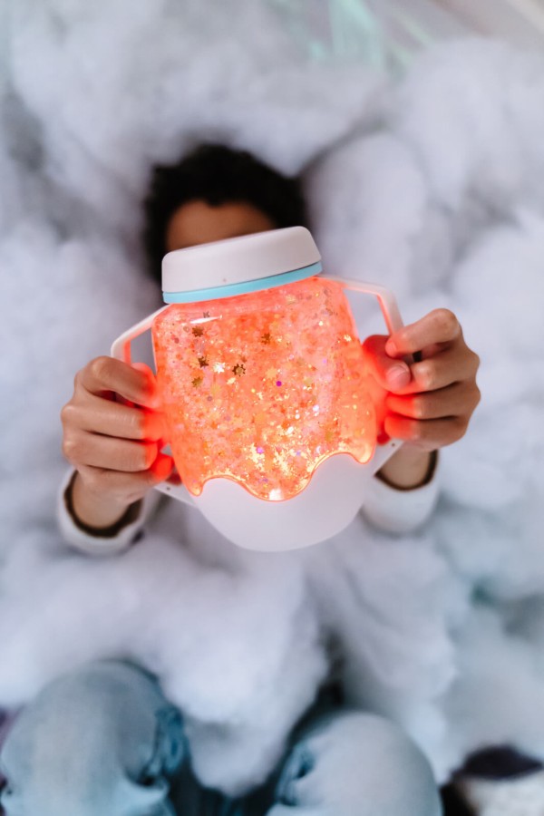 Słoik sensoryczny do napełnienia wodą - szary / Glo Pals