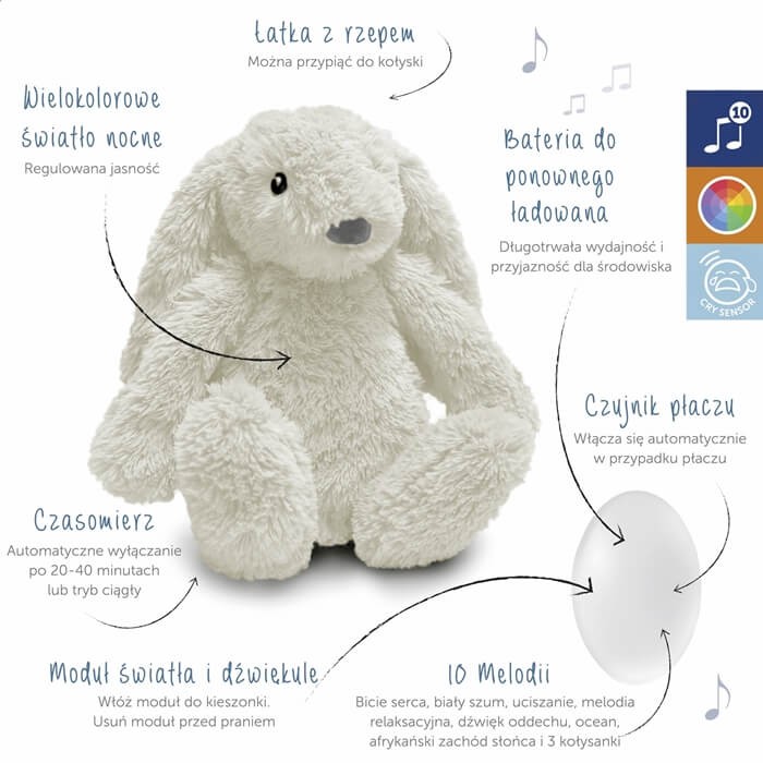 RO Szumiąca Lampka Nocna Królik White / Zazu