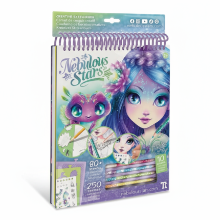 Szkicownik z kredkami, szablonami i naklejkami M Nenuphia / Nebulous Stars