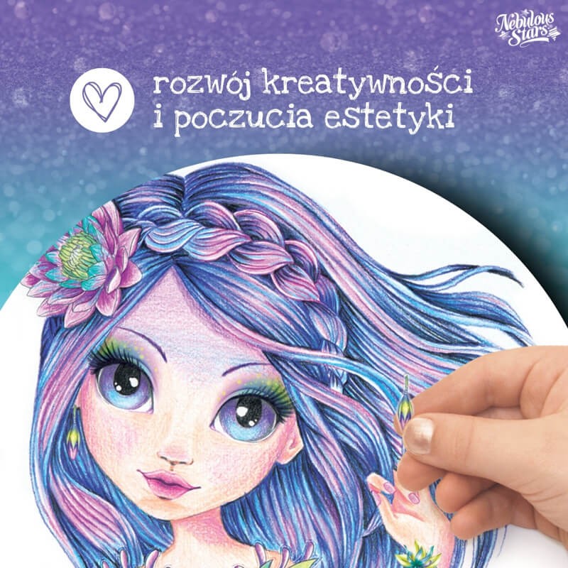 Szkicownik z kredkami, szablonami i naklejkami M Nenuphia Nebulous / Nebulous Stars