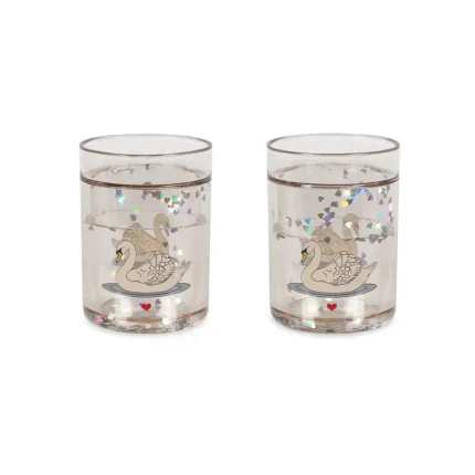 Brokatowe kubeczki, 2 szt. - swan off white / Konges slojd