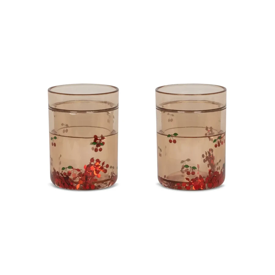 Brokatowe kubeczki, 2 szt. - cherry / Konges slojd