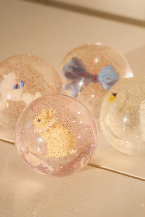 Piłeczki brokatowe z figurkami, 2 szt. - poodle & bow / Konges slojd