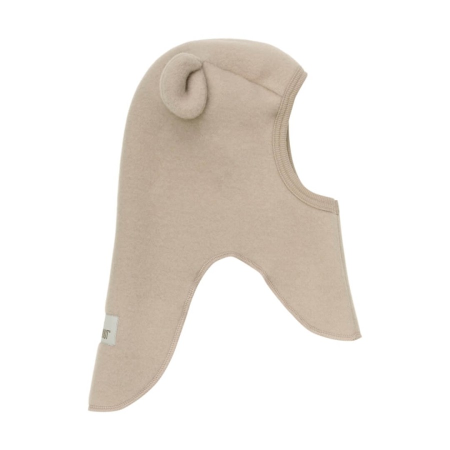 Kominiarka 100% merino z uszkami misia - Camel Melange / HUTTEliHUT