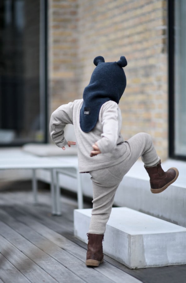 Kominiarka 100% merino z uszkami misia - Navy / HUTTEliHUT