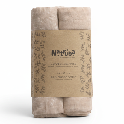 Zestaw pieluszek z organicznego muślinu, 2 szt. - pudrowy róż / Natruba