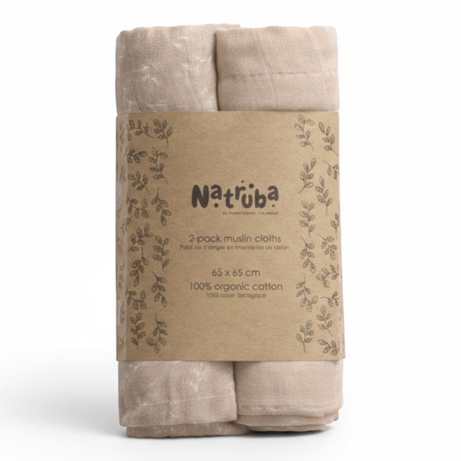 Zestaw pieluszek z organicznego muślinu, 2 szt. - pudrowy róż / Natruba