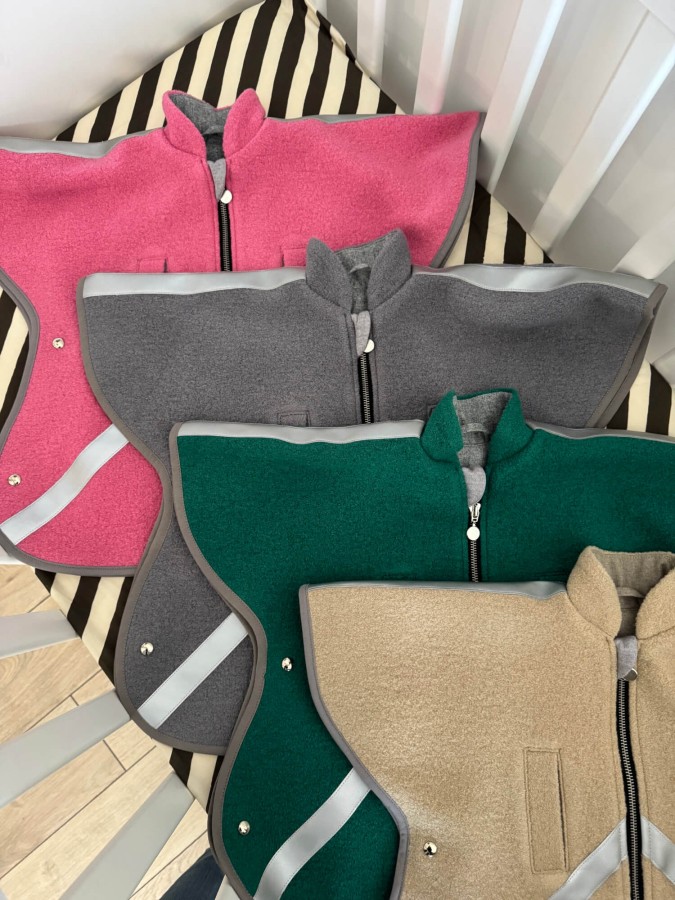 Ponczo z wełny merino szmaragd / Simple Wool