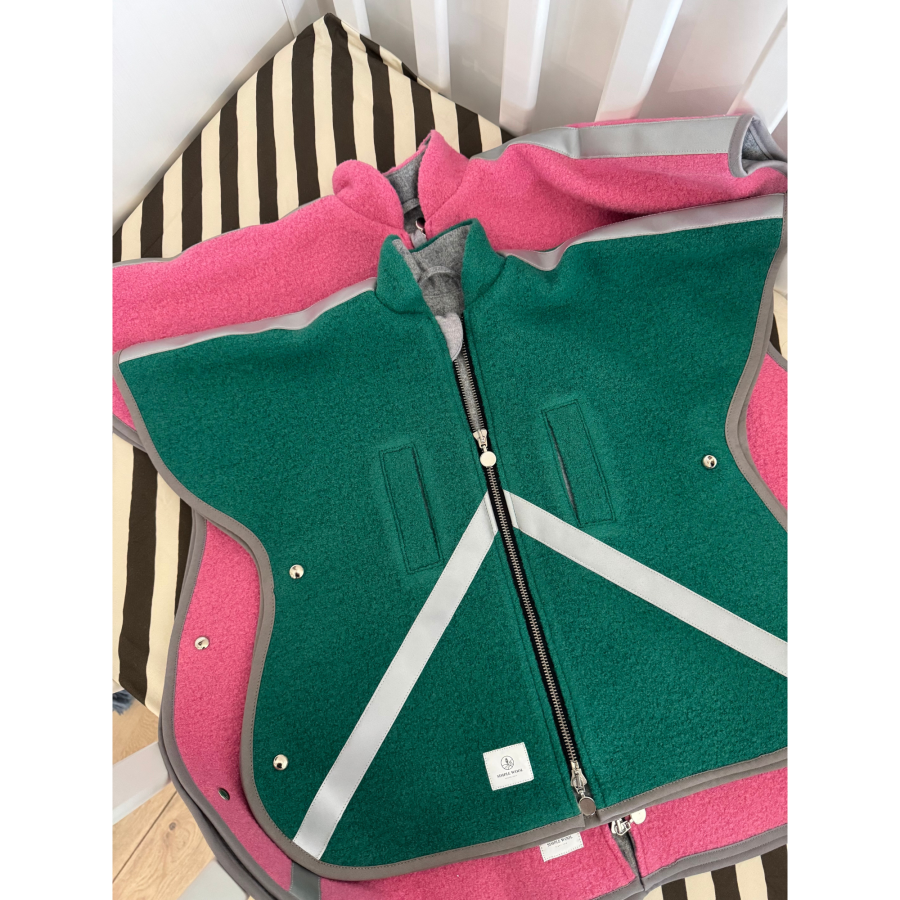 Ponczo z wełny merino szmaragd / Simple Wool