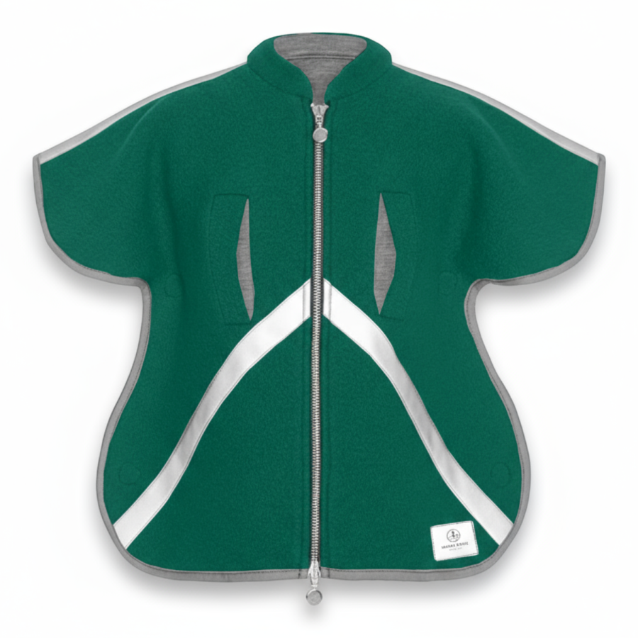 Ponczo z wełny merino szmaragd / Simple Wool