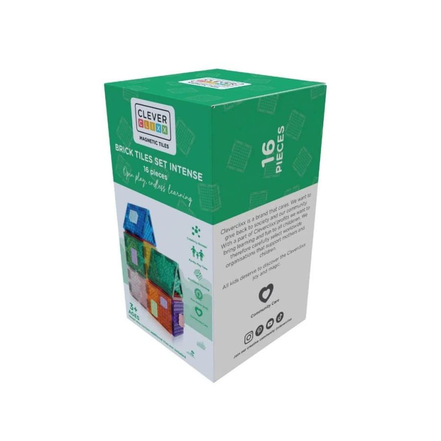 Klocki magnetyczne Brick Tiles Pack Intense - 16 el. / Cleverclixx