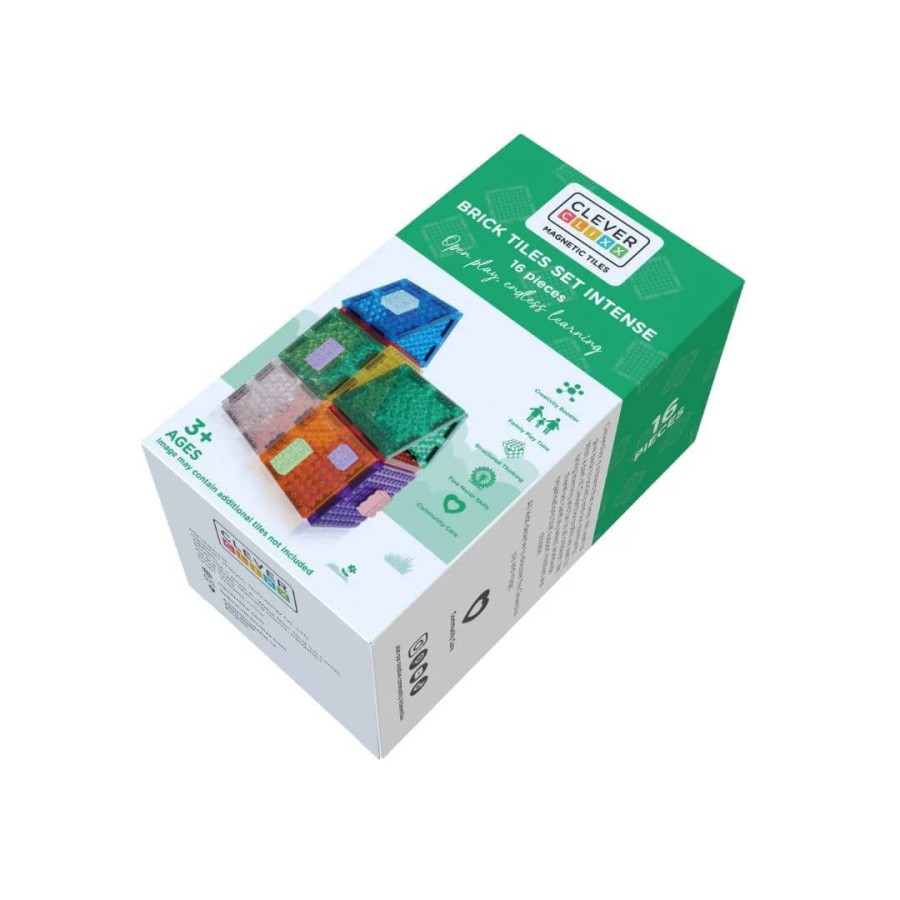 Klocki magnetyczne Brick Tiles Pack Intense - 16 el. / Cleverclixx