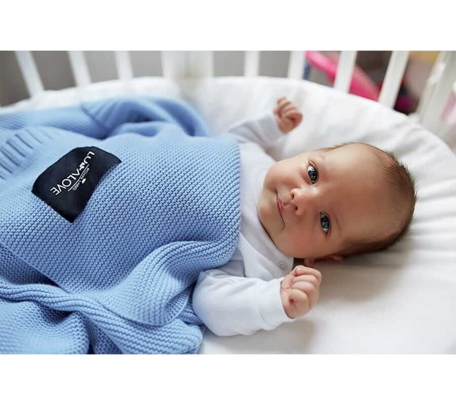 Bambusowy koc 80x100 BABY BLUE / Lullalove