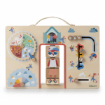 Drewniana tablica manipulacyjna walizka "Ubranie na każdą pogodę" Lisiczka Alice 2 lata +