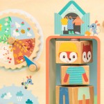 Drewniana tablica manipulacyjna walizka "Ubranie na każdą pogodę" Lisiczka Alice 2 lata +