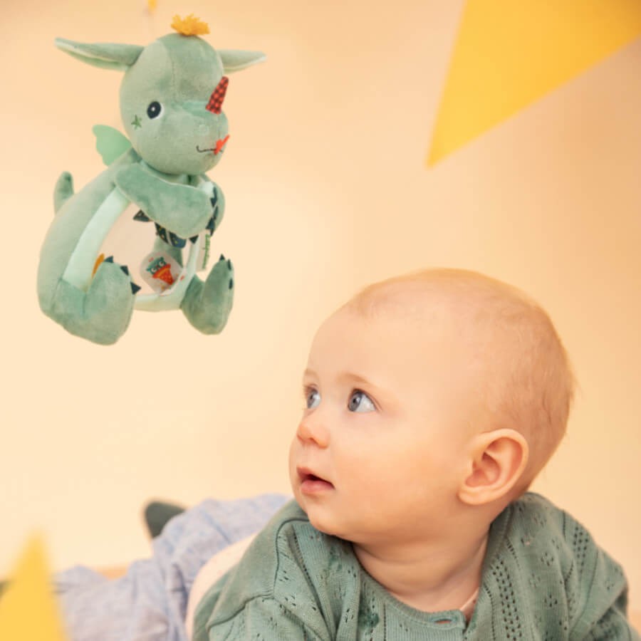 Przytulanka aktywizująca z lusterkiem "A kuku" Smok Joe 6 m+ / Lilliputiens