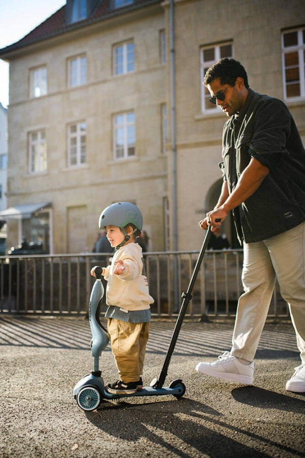 Highwaykick1 Push and Go 2w1 Jeździk i hulajnoga z rączką do prowadzenia 1-5 lat Steel / Scootandride