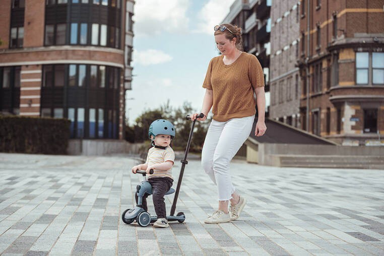 Highwaykick1 Push and Go 2w1 Jeździk i hulajnoga z rączką do prowadzenia 1-5 lat Steel / Scootandride