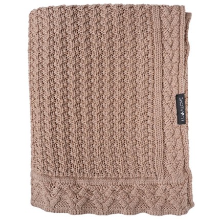 Kocyk z wełny merino - karmelowy beż ciasteczko PREMIUM / Lullalove