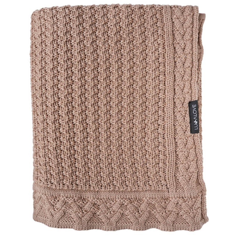 Kocyk z wełny merino - karmelowy beż PREMIUM / Lullalove