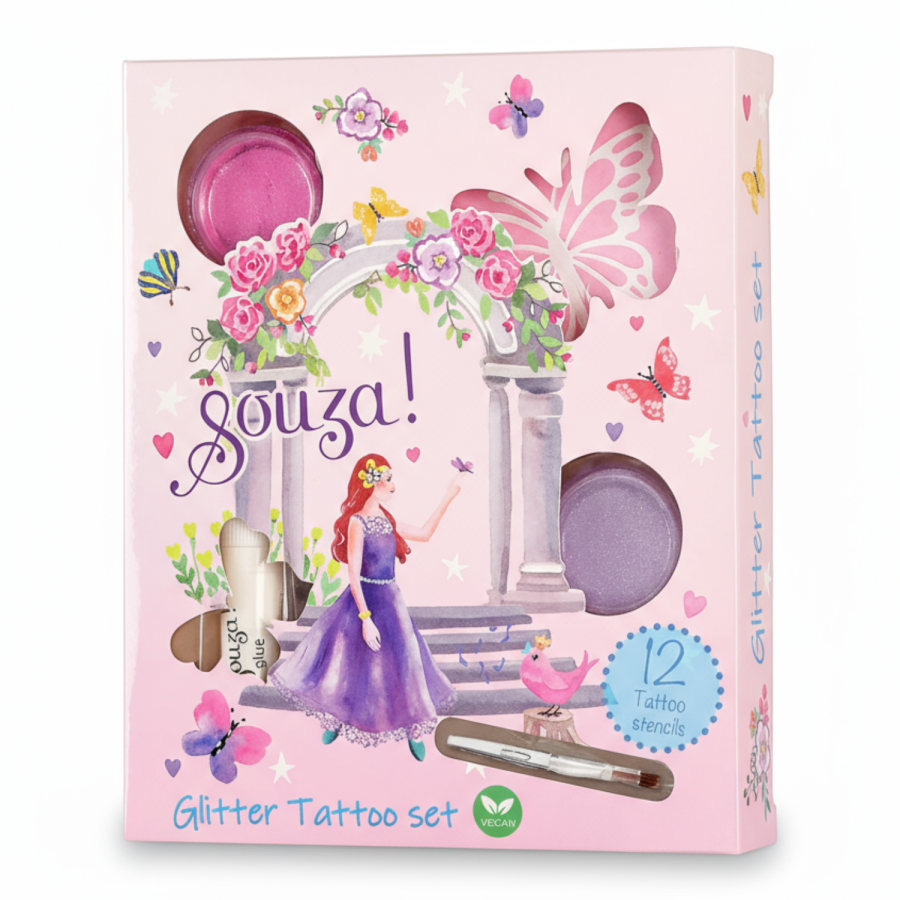 Tatuaże brokatowe z szablonami dla dzieci 12 el. Księżniczka / Souza!