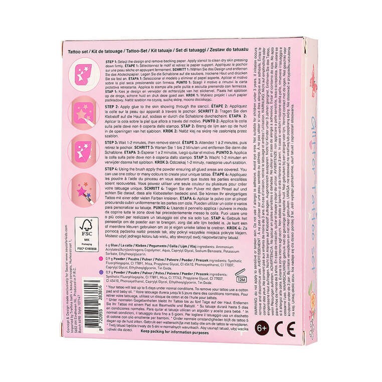 Tatuaże brokatowe z szablonami dla dzieci 12 el. Księżniczka / Souza!