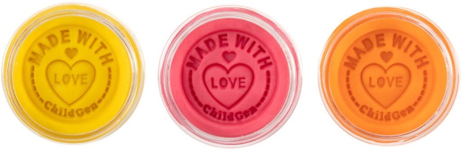 Naturalna ciastolina w słoiczkach - zestaw TRIO: Żółty, Różowy, Pomarańczowy / ChildGen