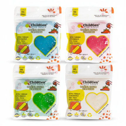Naturalna ciastolina do zabawy, BROKAT, eko-pack 4 szt. Re-Fill Play Dough / ChildGen