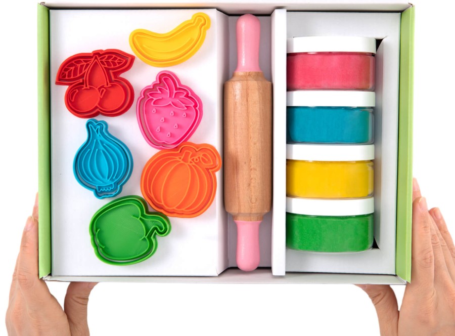 Zestaw kreatywny OWOCE I WARZYWA, 100% naturalna ciastolina i akcesoria / ChildGen