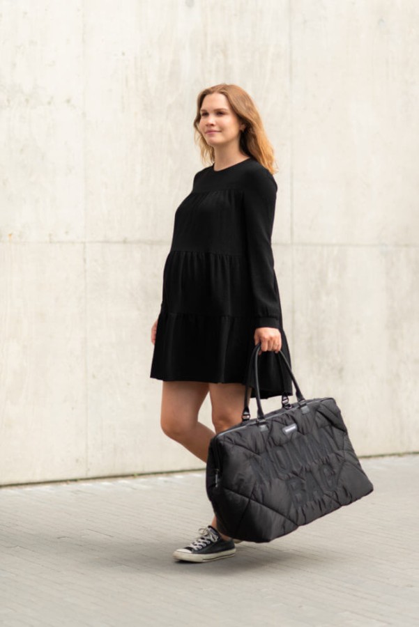 Torba Mommy Bag Pikowana Czarna / Childhome